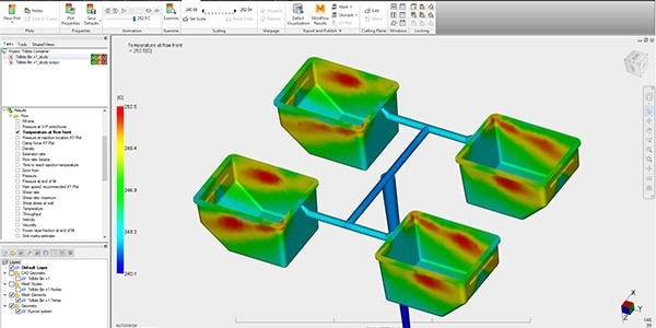 Image of a plastic part simulation temperature variations