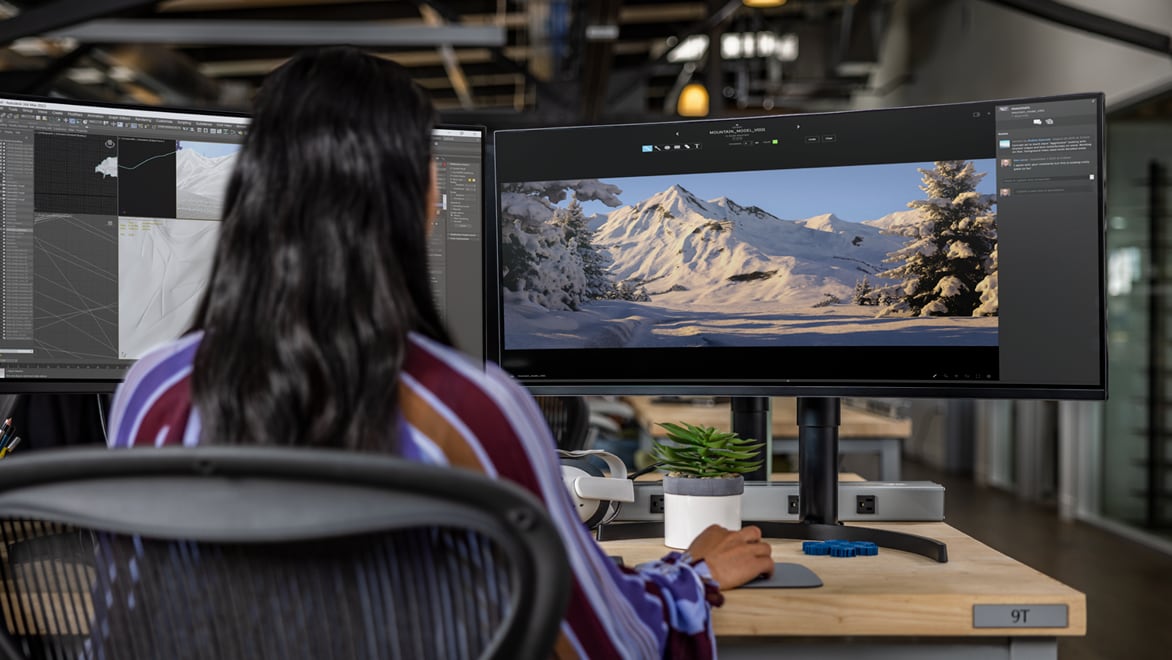 Woman working on animated scene