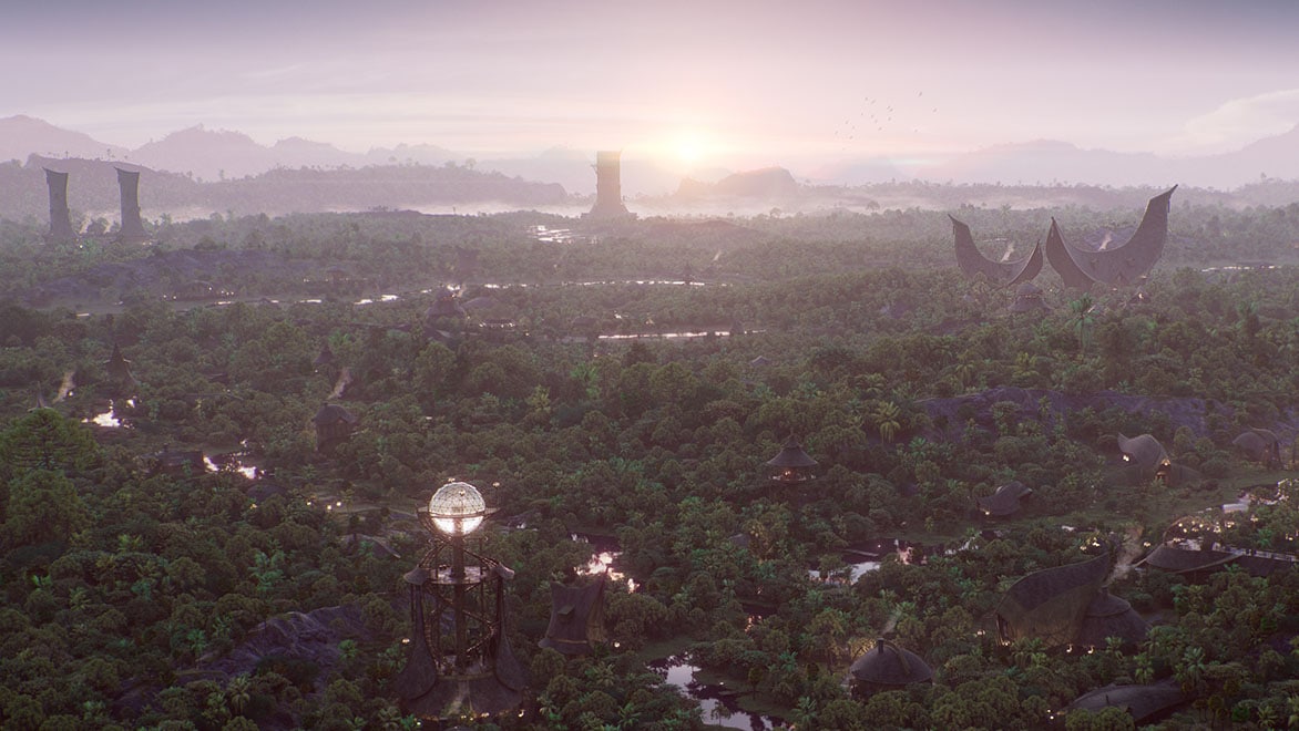 Landscape shot of forest city